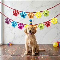 Paw shaped Happy birthday banner