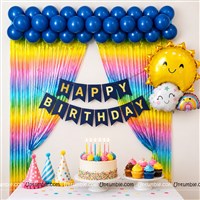 Rainbow Pastel Birthday Party Kit with Sun and Cloud Foil Balloon (Pack of 24 pcs)