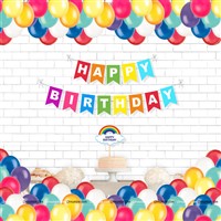 Rainbow Theme Bunting , Topper and Balloons 