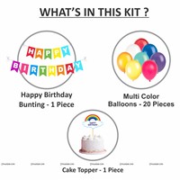 Rainbow Theme Bunting , Topper and Balloons 