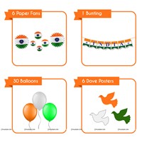 Tricolour Independence Republic Day Decor Kit (Pack of 43 pcs)