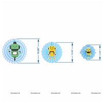 Robot Theme Paper Fan Decorations ( Pack of 6)