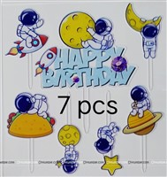 Space Theme Acrylic Cake Topper Set