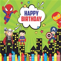 Super Hero Theme Green Background Backdrop 4 feet x 4 feet, Pack of 1