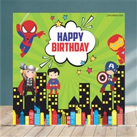 Super Hero Theme Green Background Backdrop 4 feet x 4 feet, Pack of 1