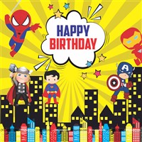 Super Hero Theme Yellow Background Backdrop, Pack of 1