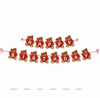 Teddy Theme Happy Birthday Banner