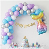 Mermaid Foil Happy Birthday Banner Kit (Pack of 32 pcs)