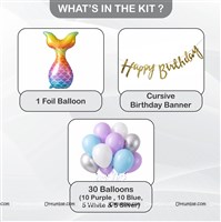 Mermaid Foil Happy Birthday Banner Kit (Pack of 32 pcs)