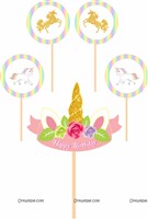 Unicorn Cup cake & cake topper set ( Pack of 13)