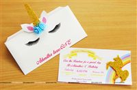 Gold Unicorn horn Invitations