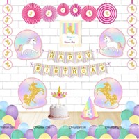 Unicorn theme Paper Fan Party Kit