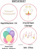 Unicorn  Theme Swirls and Toppers Kit