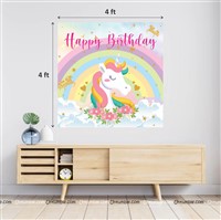 Unicorn Theme Backdrop 4 feet x 4 feet, Pack of 1