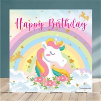 Unicorn Theme Backdrop 4 feet x 4 feet, Pack of 1