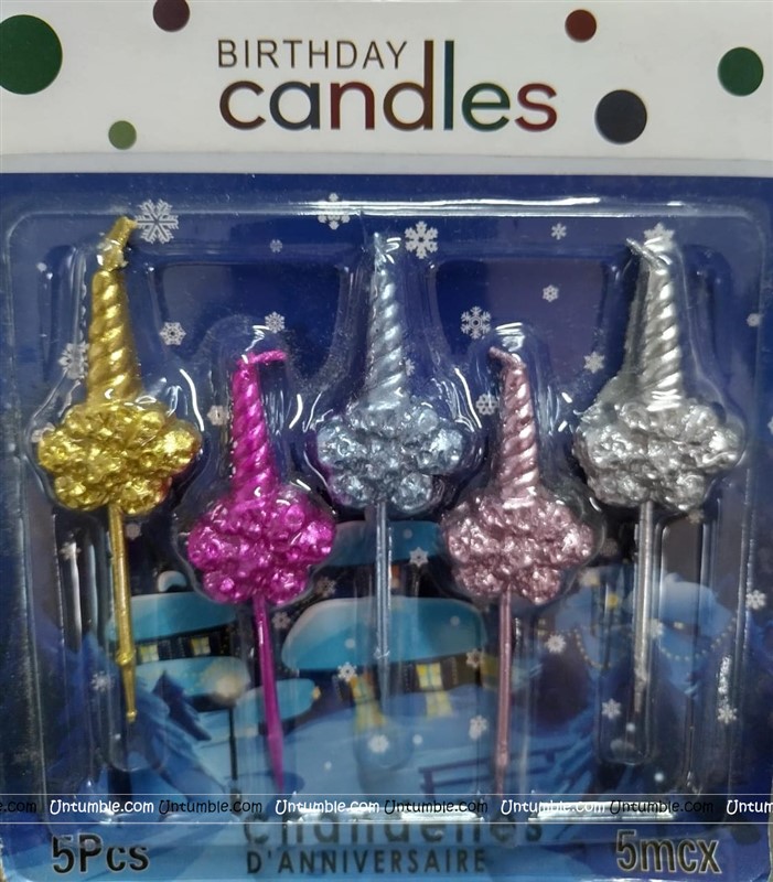 Unicorn Horn Multicolor Candle 5pcs