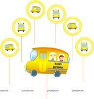 Wheels on Bus  Theme Cup Cake topper