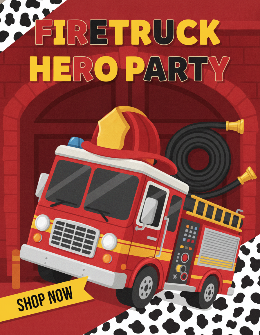Fireman theme birthday | Firetruck party supplies | Firefighter themed decor