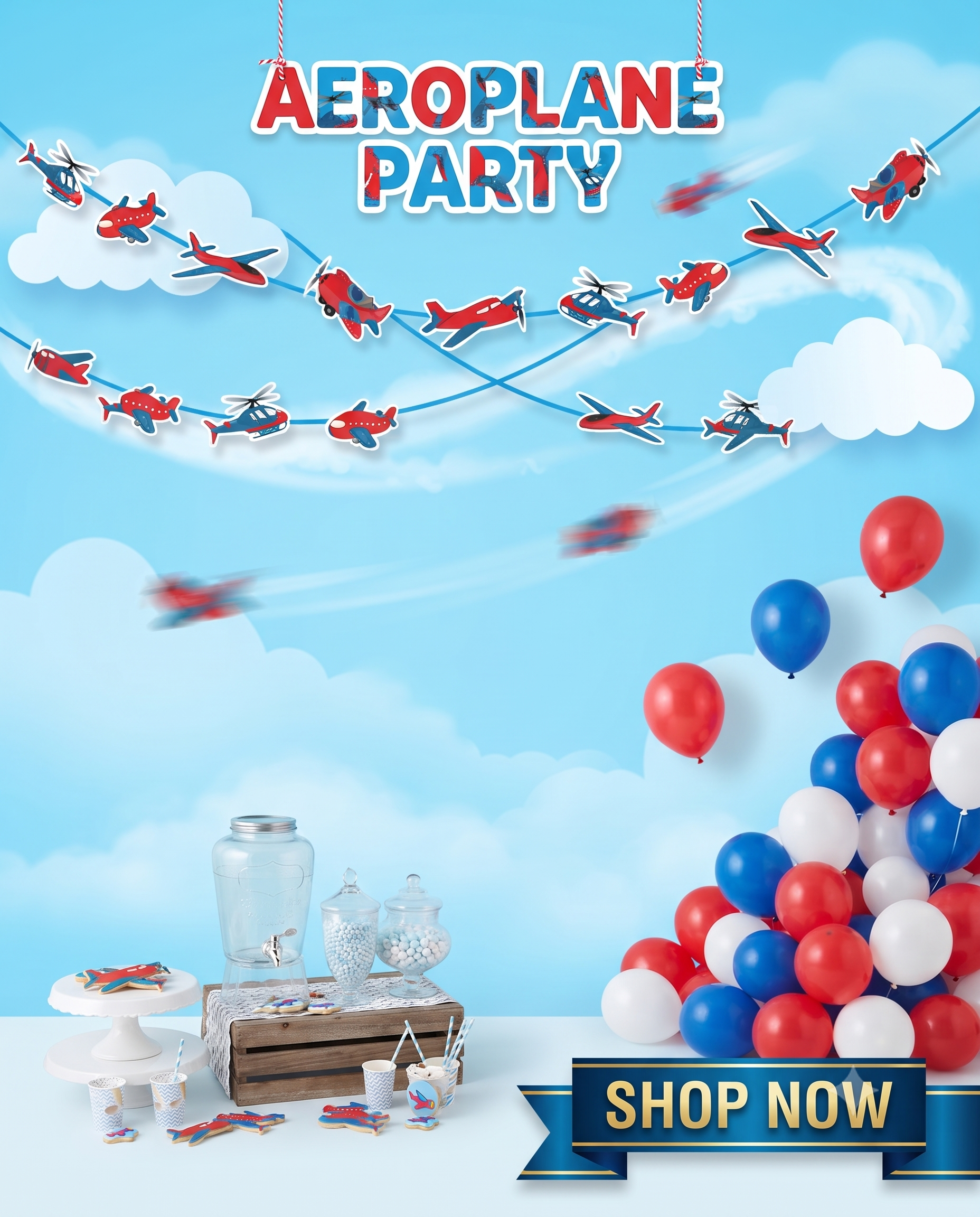 Aeroplane Theme Birthday Party Decoration Supplies